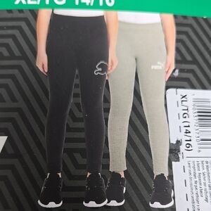 Puma Size XL Black and Light Grey 2 Pack of Fleece Lined Leggings